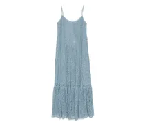 Gestuftes Kleid aus Blumenspitze - Blau