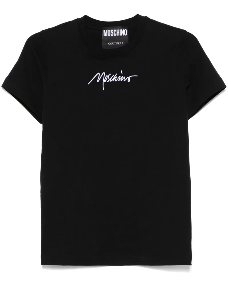 Moschino T-Shirt mit Logo-Stickerei - Schwarz Schwarz
