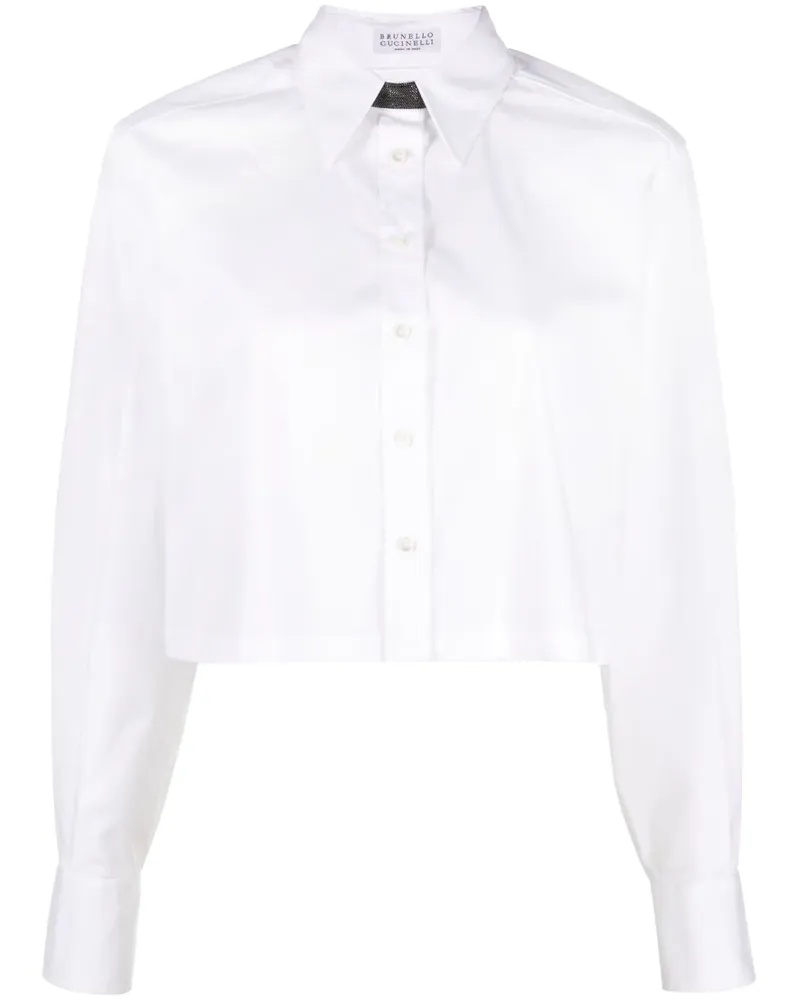 Brunello Cucinelli Cropped-Hemd mit langen Ärmeln - Weiß Weiß