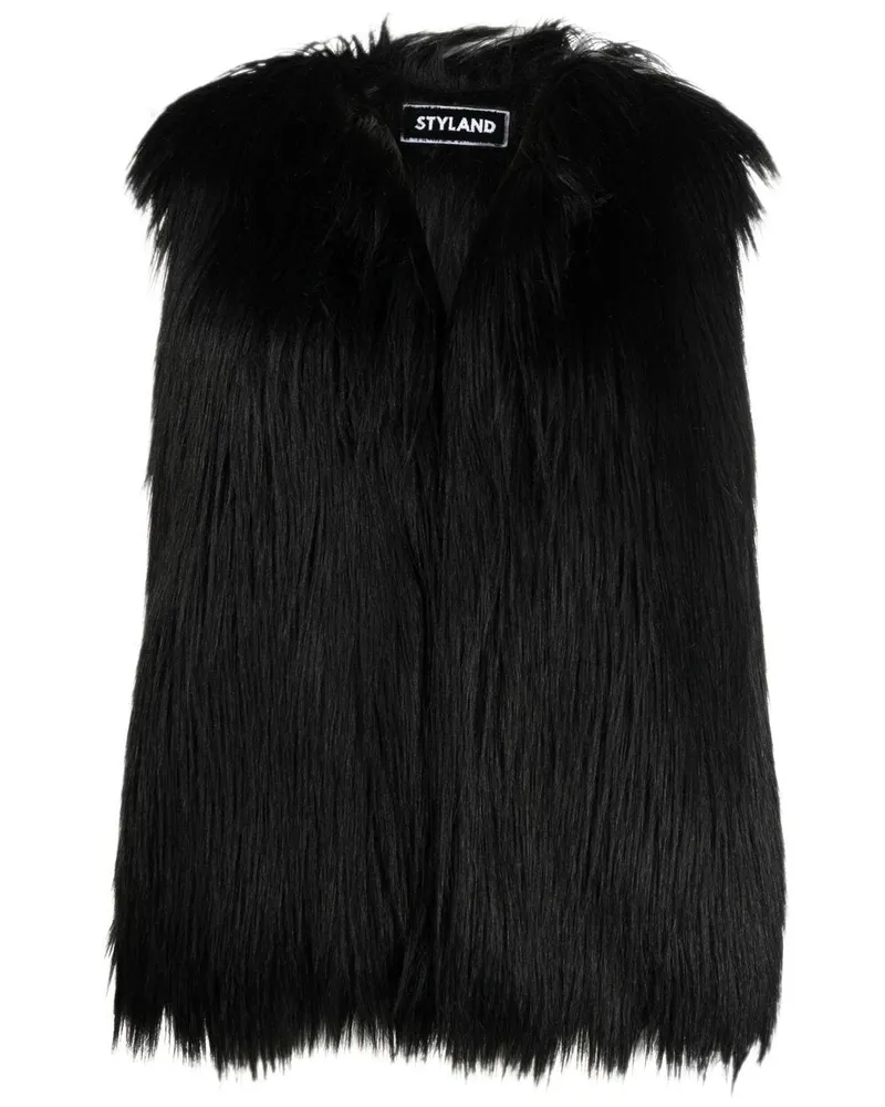 STYLAND Weste aus Faux Fur - Schwarz Schwarz