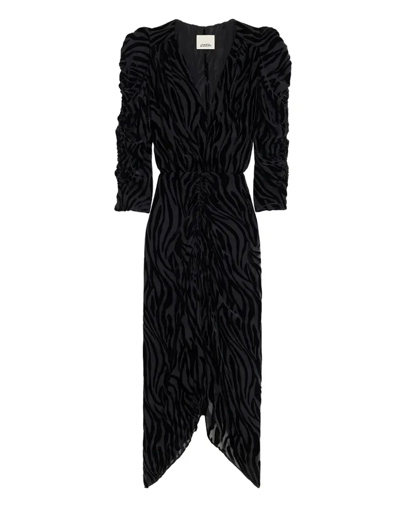 Isabel Marant Nemil Puffärmel-Kleid mit Zebra-Print - Schwarz Schwarz