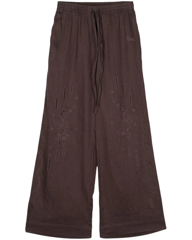 P.A.R.O.S.H. Leinenhose mit Lochstickerei - Braun Braun
