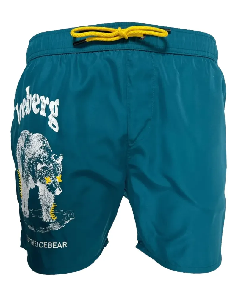 Iceberg Badehose mit Bären-Print - Blau Blau