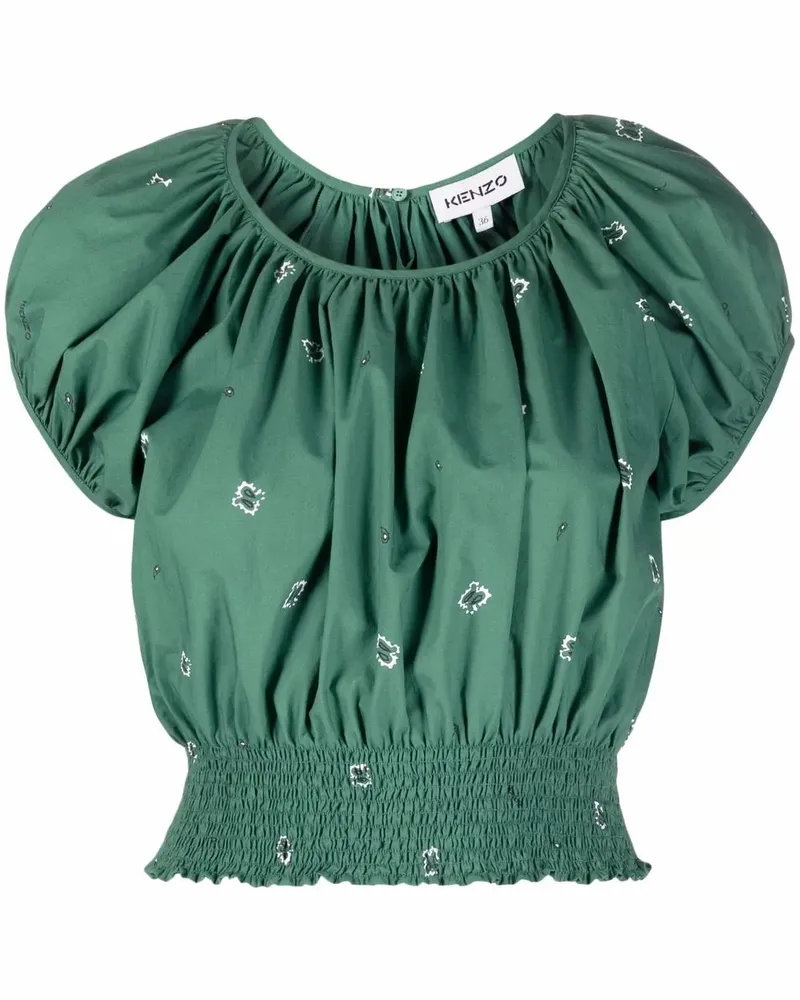Kenzo Gesmoktes Top mit Bandana-Print - Grün Grün