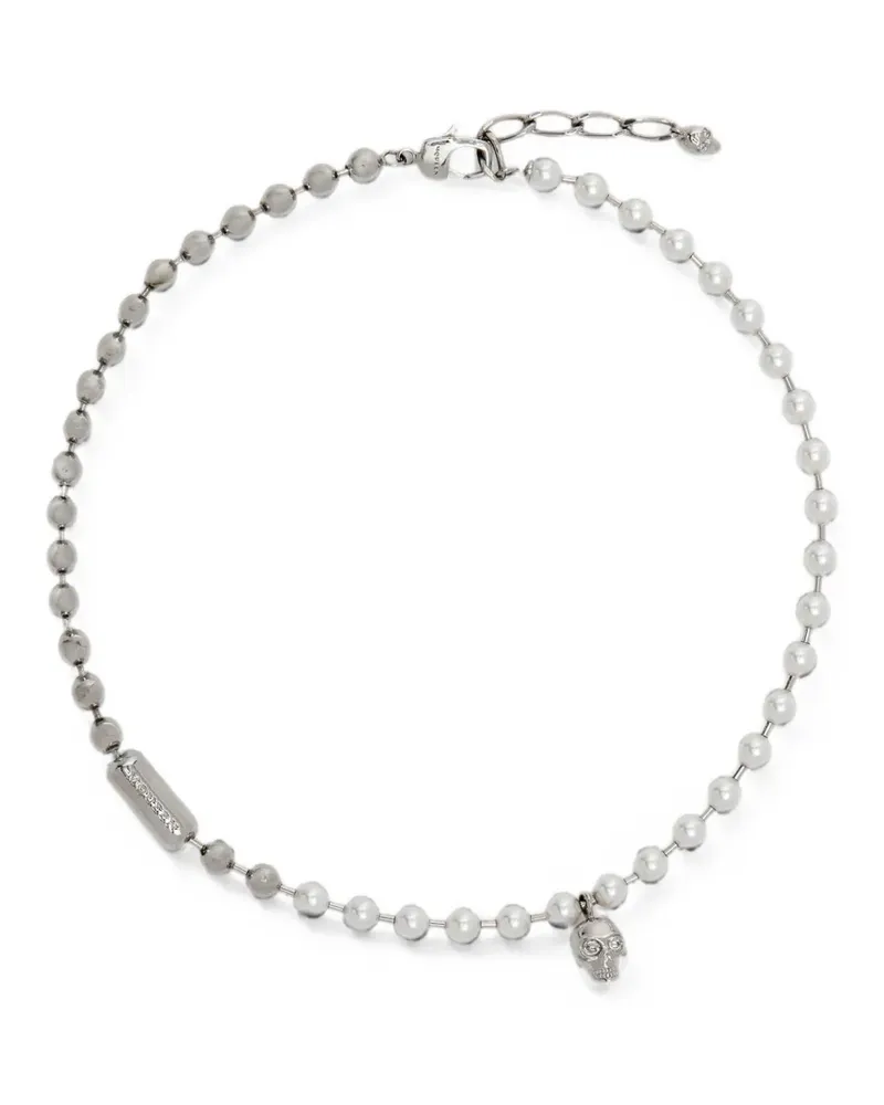 Alexander McQueen skull pearl-embellished necklace - Silber Silber