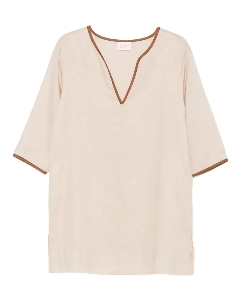MC2 Saint Barth Matcha String contrast-trim V-neck kaftan - Nude Nude