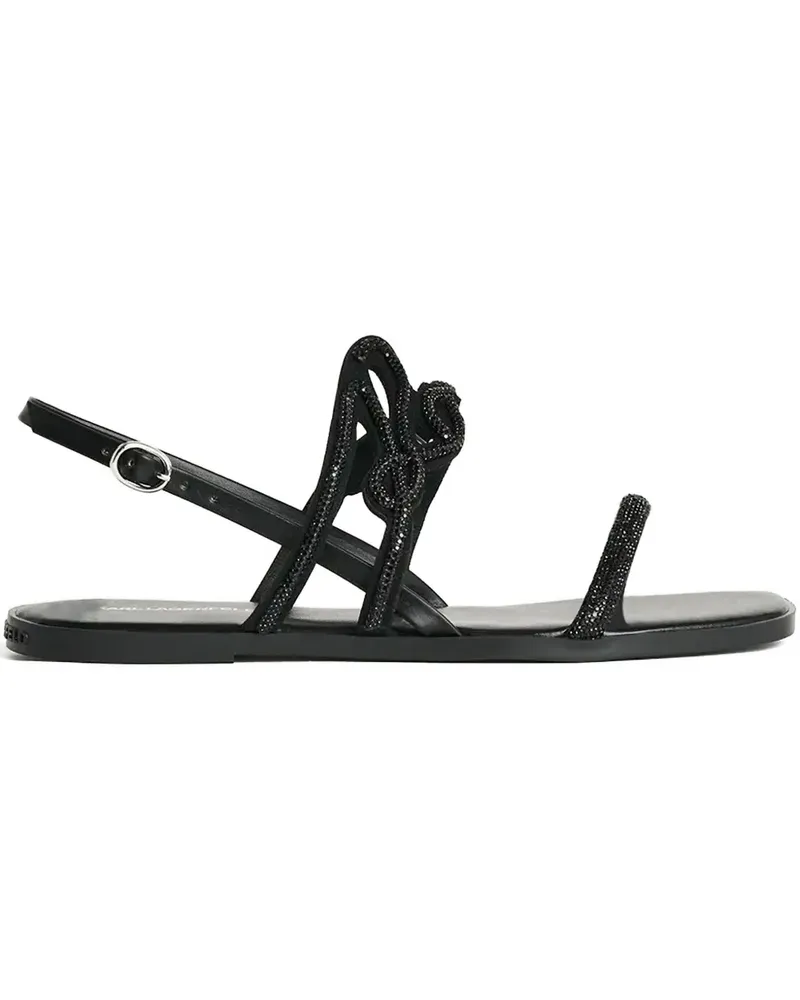 Karl Lagerfeld Olympia Riemensandalen mit Perlen - Schwarz Schwarz