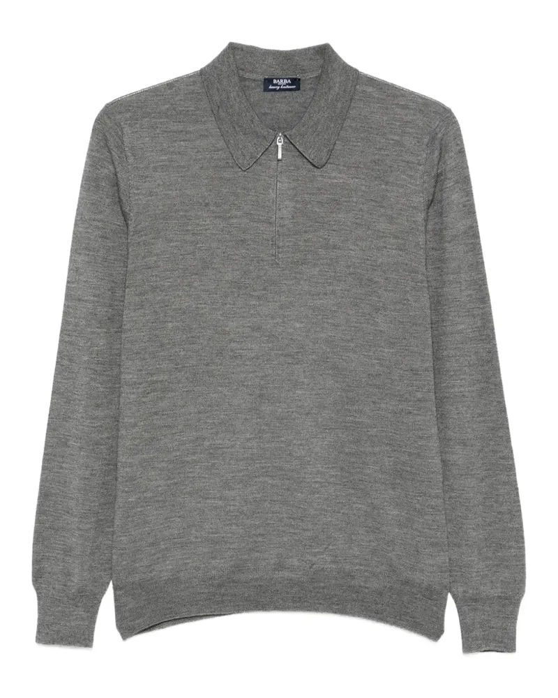 BARBA Langärmeliges Poloshirt mit Reißverschluss - Grau Grau