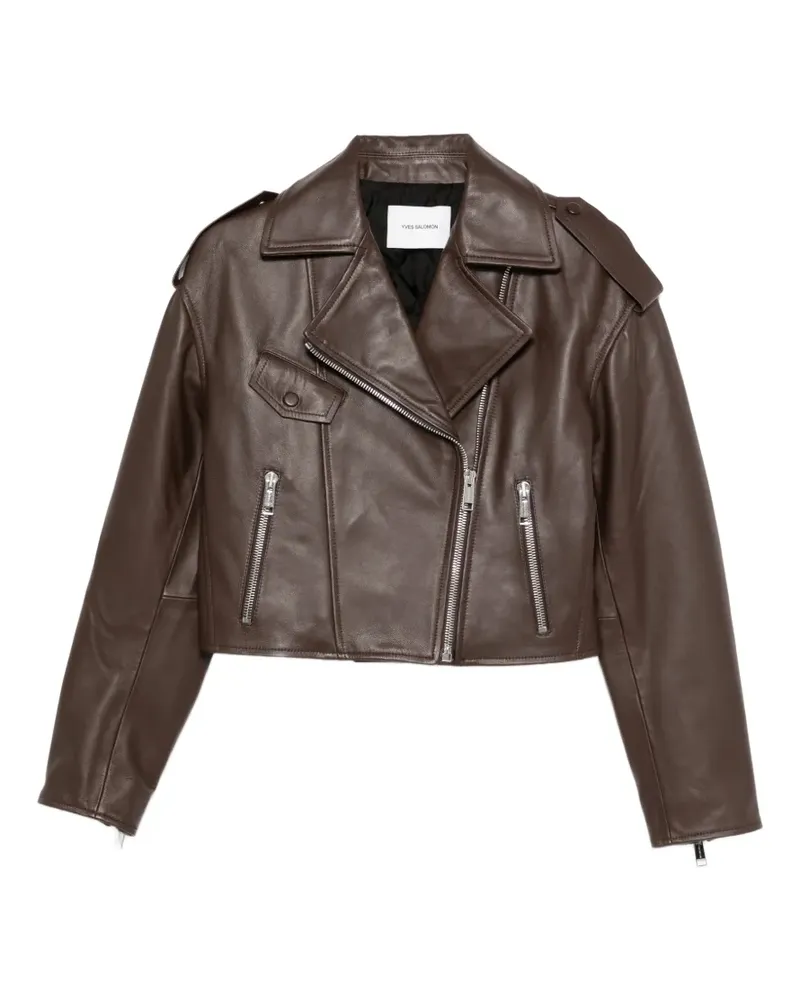 Yves Salomon Lederjacke mit Reißverschluss - Braun Braun
