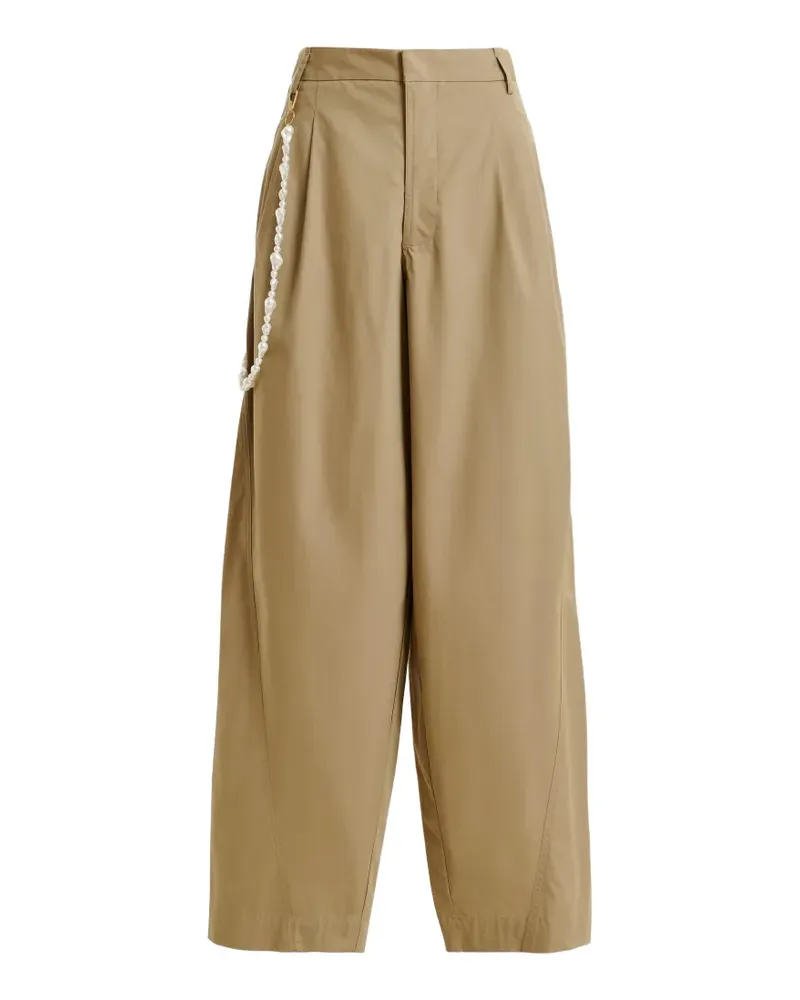 Essentiel pleated pearl-detail trousers - Nude Nude