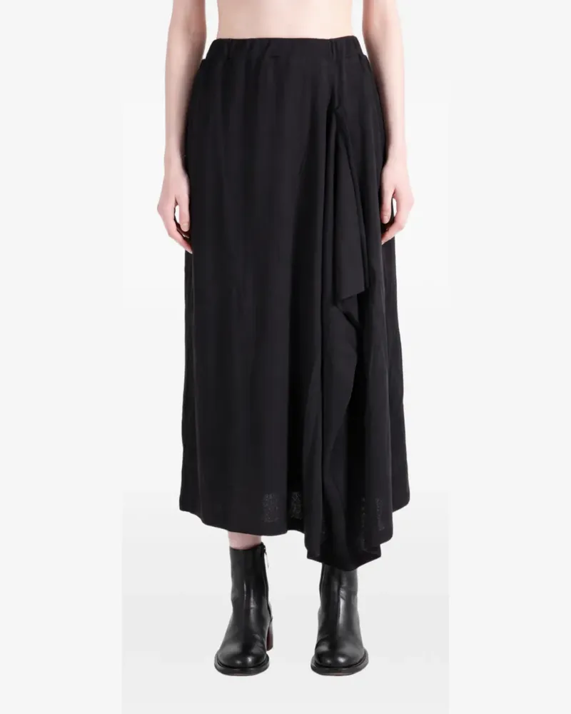 Yohji Yamamoto Asymmetrischer Midirock - Schwarz Schwarz