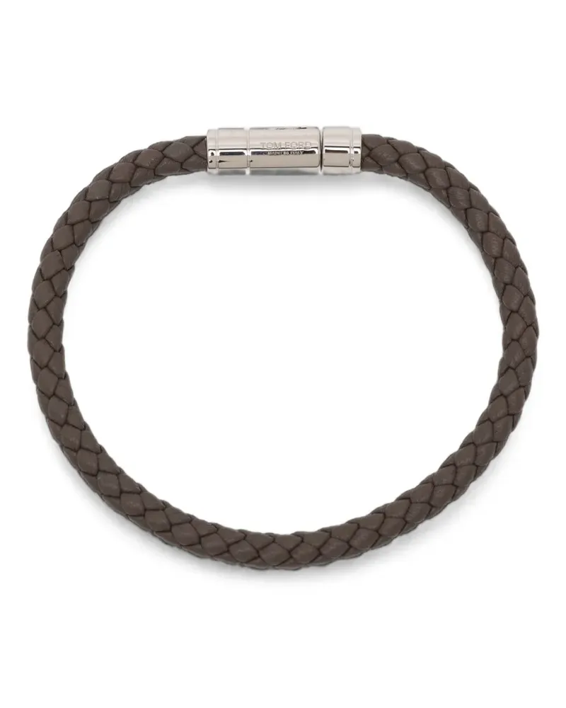 Tom Ford Geflochtenes Lederarmband - Grau Grau