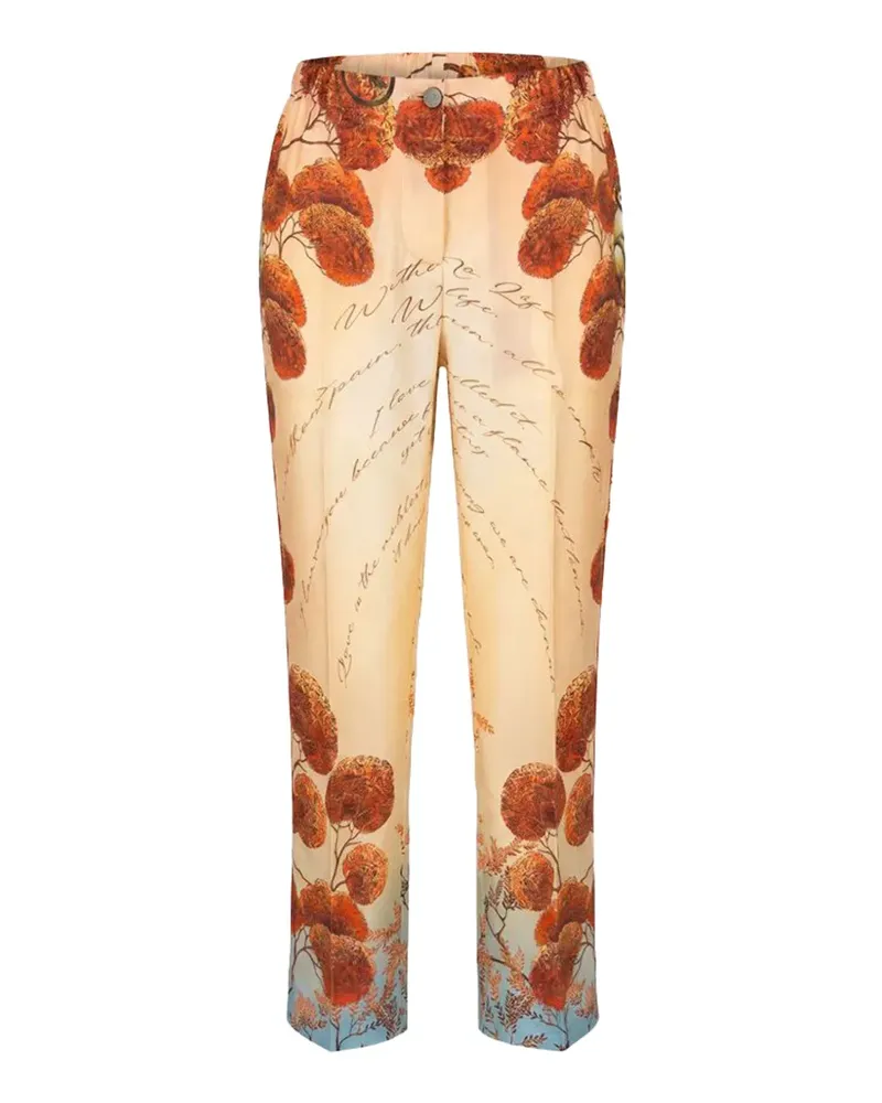 For Restless Sleepers Etere graphic-print silk-satin trousers - Nude Nude
