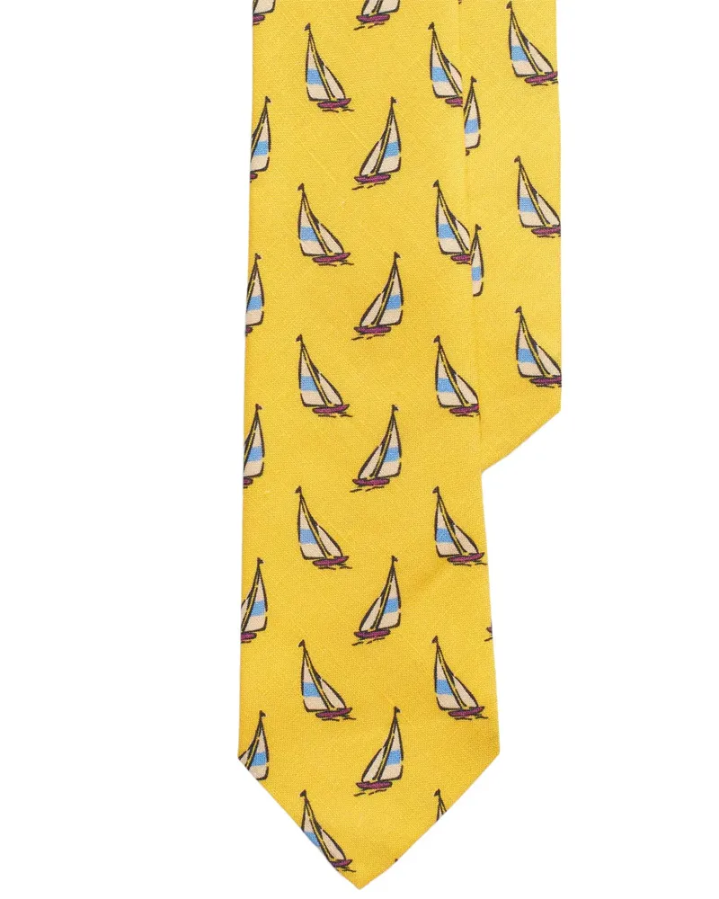 Ralph Lauren Leinenkrawatte aus Sailboat-Jacquard - Gelb Gelb