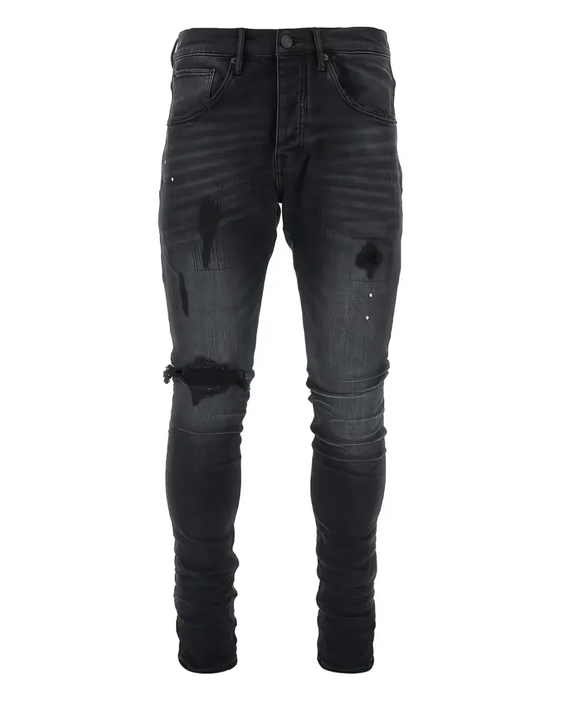 PURPLE BRAND Halbhohe P002 Slim-Fit-Jeans - Schwarz Schwarz