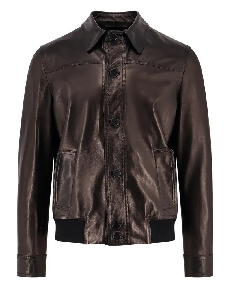 Salvatore Santoro buttoned leather jacket - Braun Braun