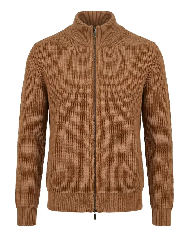 Drumohr  ribbed-knit zip-up cardigan - Braun Braun
