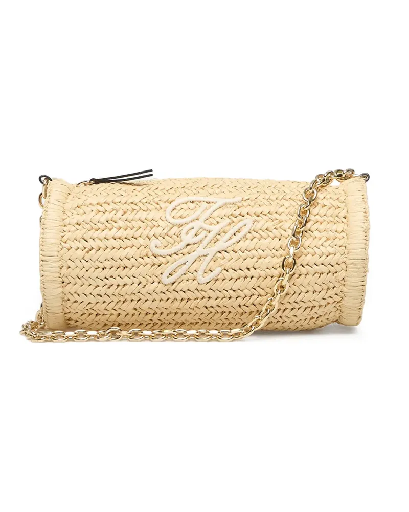 Tommy Hilfiger woven logo-embroidered shoulder bag - Nude Nude