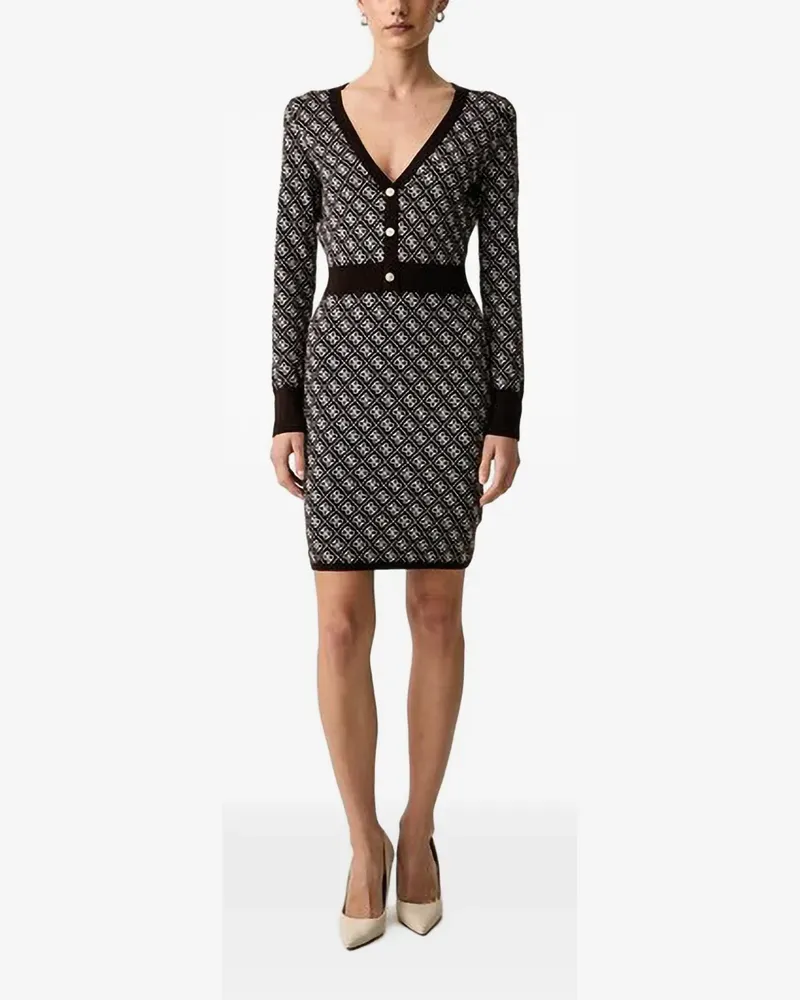 Guess monogram-print V-neck mini dress - Braun Braun