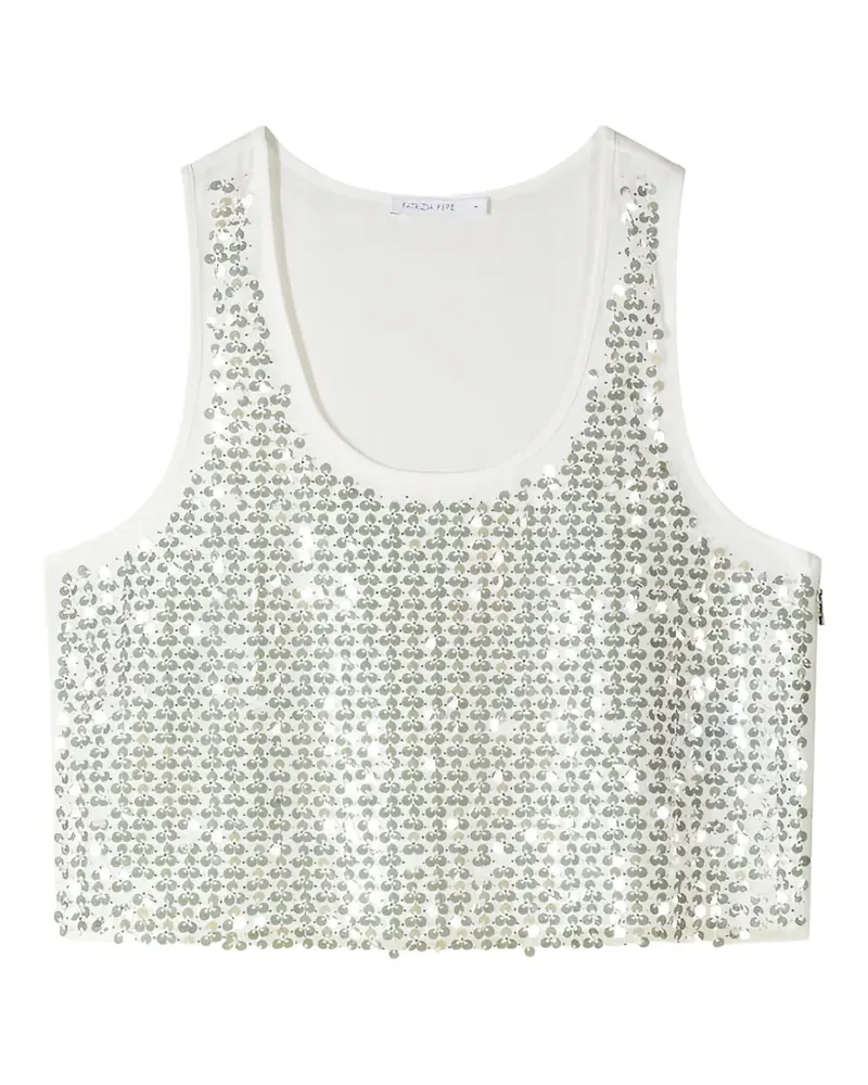 Patrizia Pepe Cropped-Top mit Pailletten - Weiß Weiß