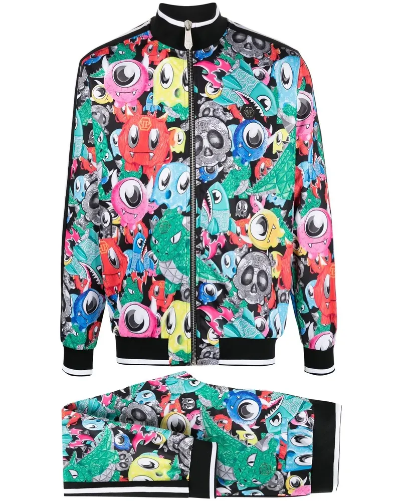Philipp Plein Jogginganzug mit Cartoon-Print - Schwarz Schwarz