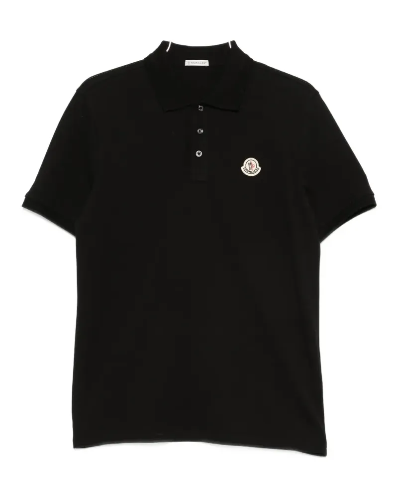 Moncler logo-patch polo shirt - Schwarz Schwarz