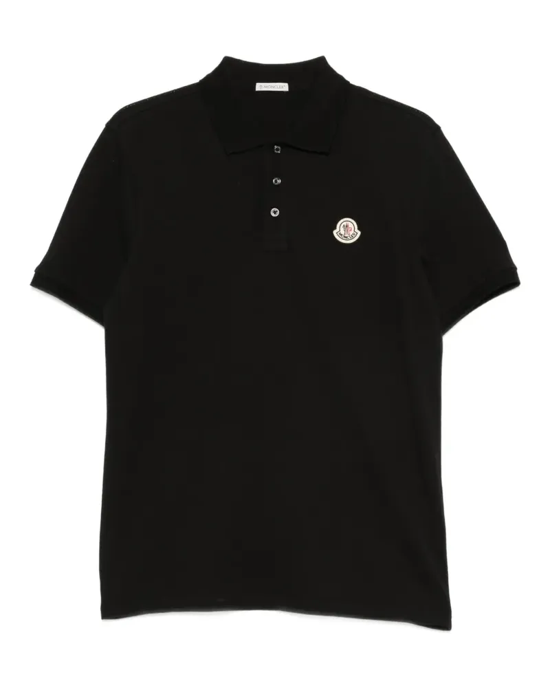 Moncler Poloshirt mit Logo-Patch - Schwarz Schwarz