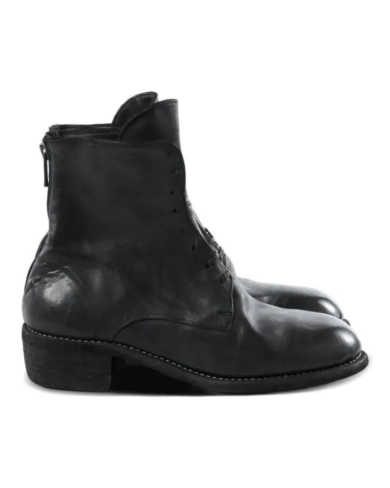 GUIDI Schnürstiefel mit Reißverschluss - Schwarz Schwarz