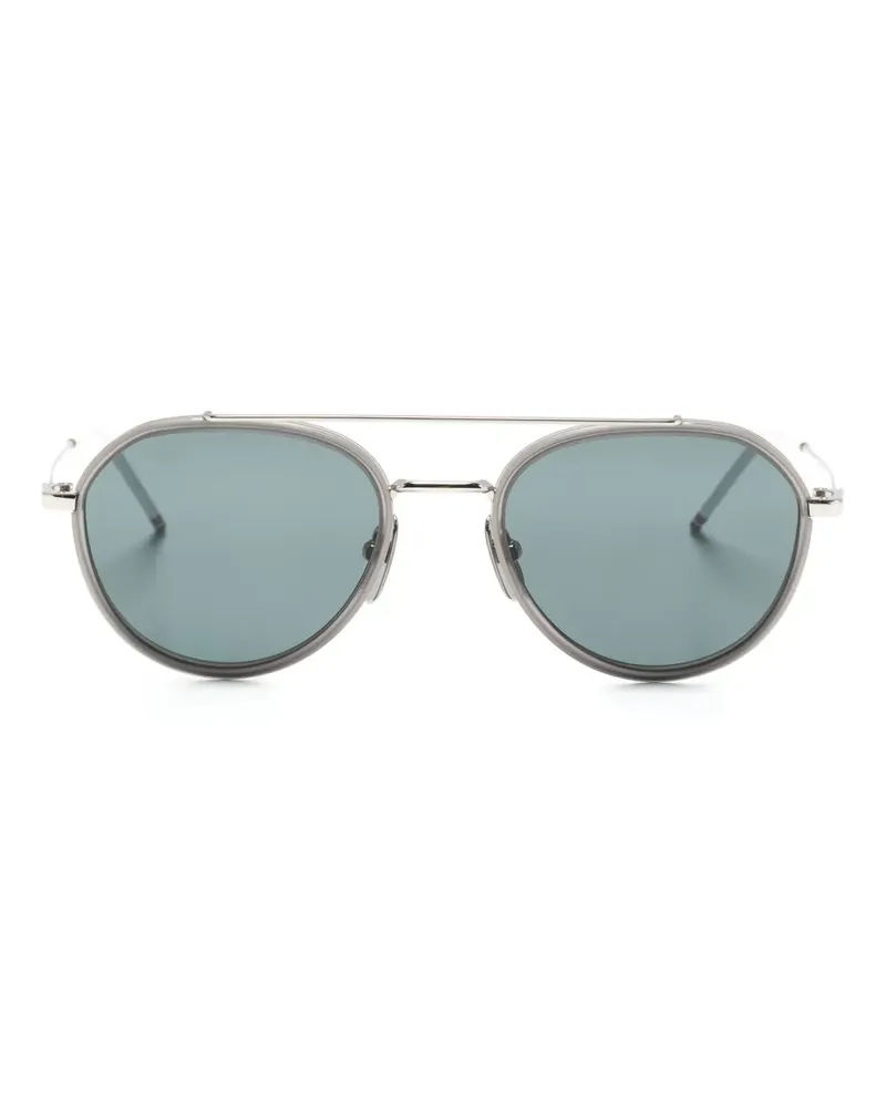 Thom Browne Pilotenbrille mit Logo-Gravur - Silber Silber