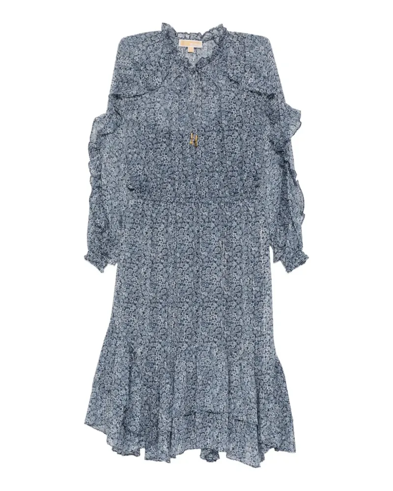 Michael Kors Geblümtes Midikleid mit Rüschen - Blau Blau