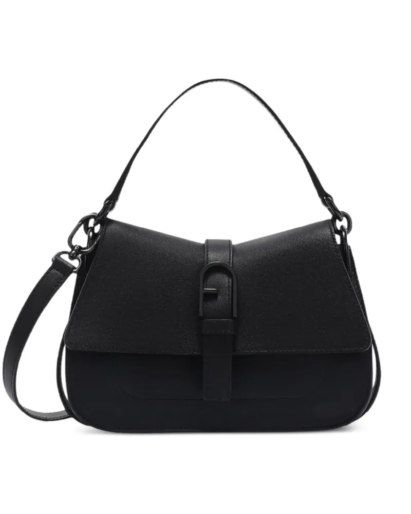 Furla mini Flow logo-plaque leather shoulder bag - Schwarz Schwarz