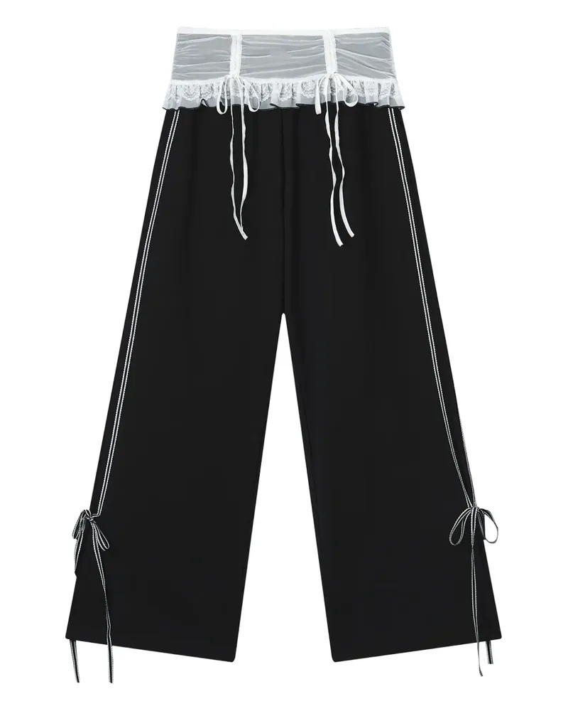 b+ab Gerüschte Hose mit Seitenstreifen - Schwarz Schwarz
