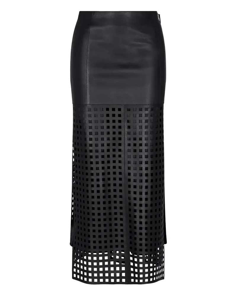 Emporio Armani Lederrock mit Gittermuster - Schwarz Schwarz