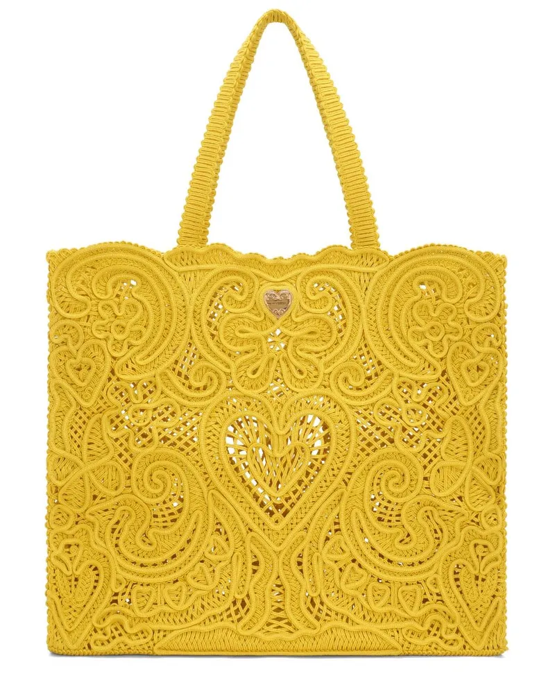 Dolce & Gabbana Handtasche mit Spitze - Gelb Gelb