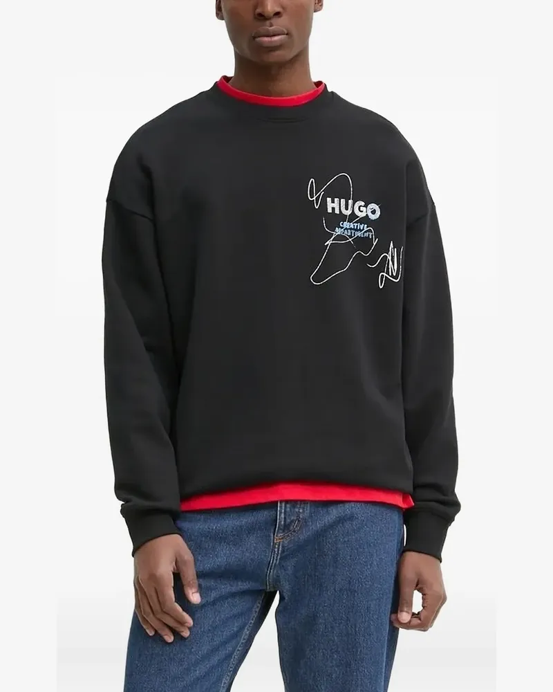 HUGO BOSS Sweatshirt mit grafischem Print - Schwarz Schwarz