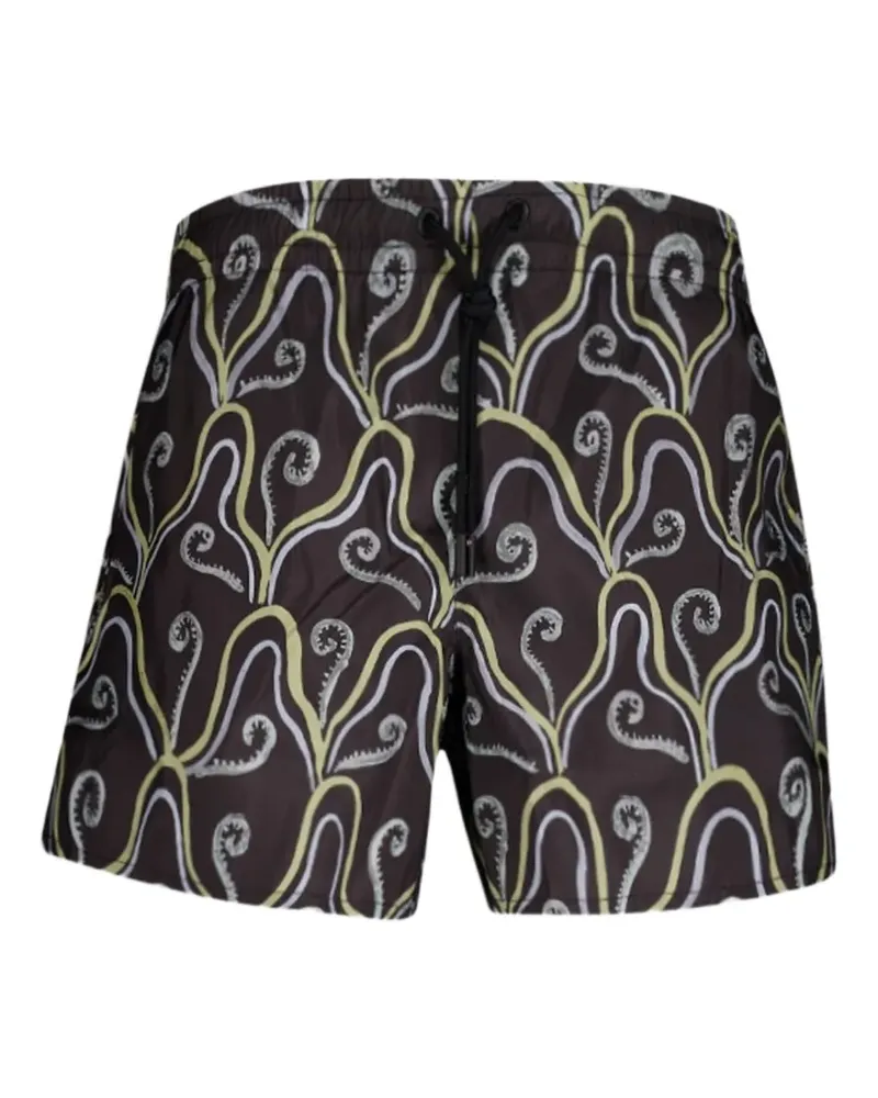 COMMAS Badeshorts mit abstraktem Muster - Schwarz Schwarz