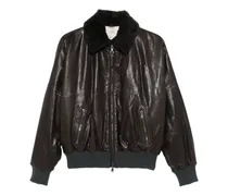 Lederjacke mit Shearling-Kragen - Braun