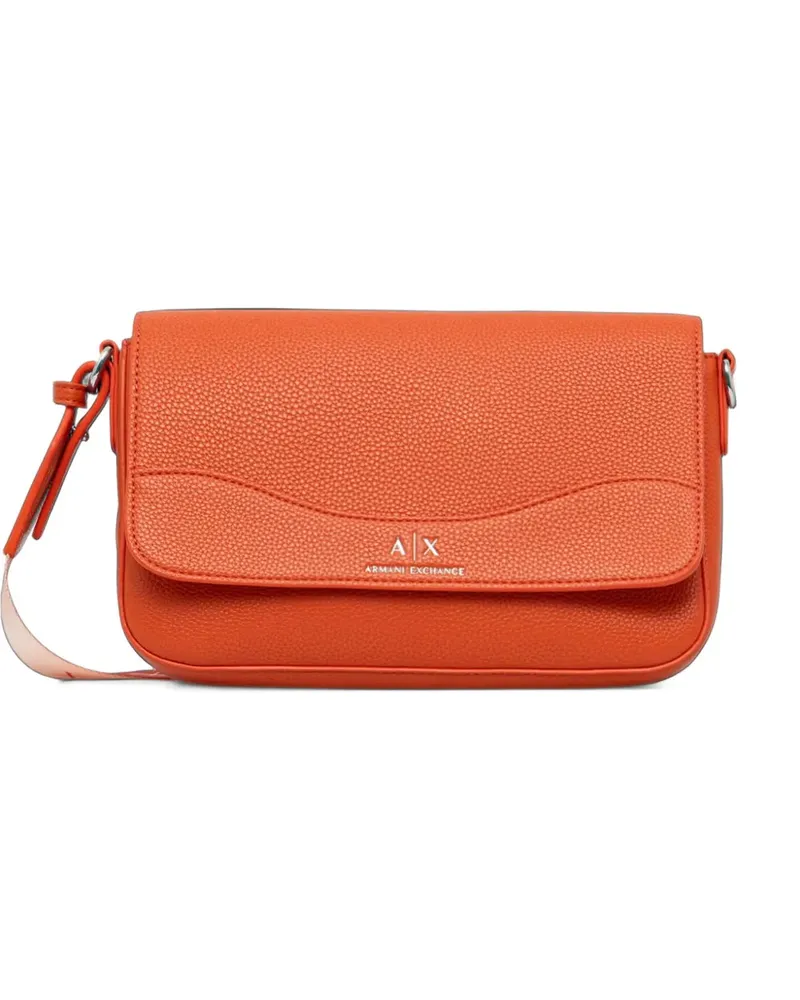 Armani Exchange logo-plaque pebbled cross body bag - Orange Orange