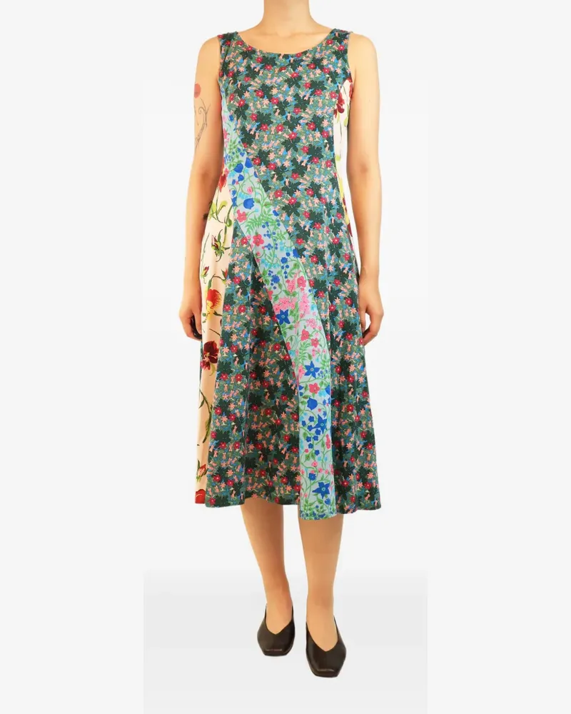 Max Mara Midikleid mit Blumenmuster - Grün Grün