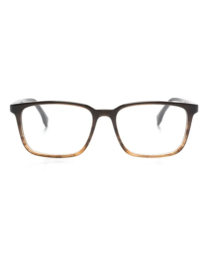HUGO BOSS Eckige Brille mit Logo-Print - Braun Braun
