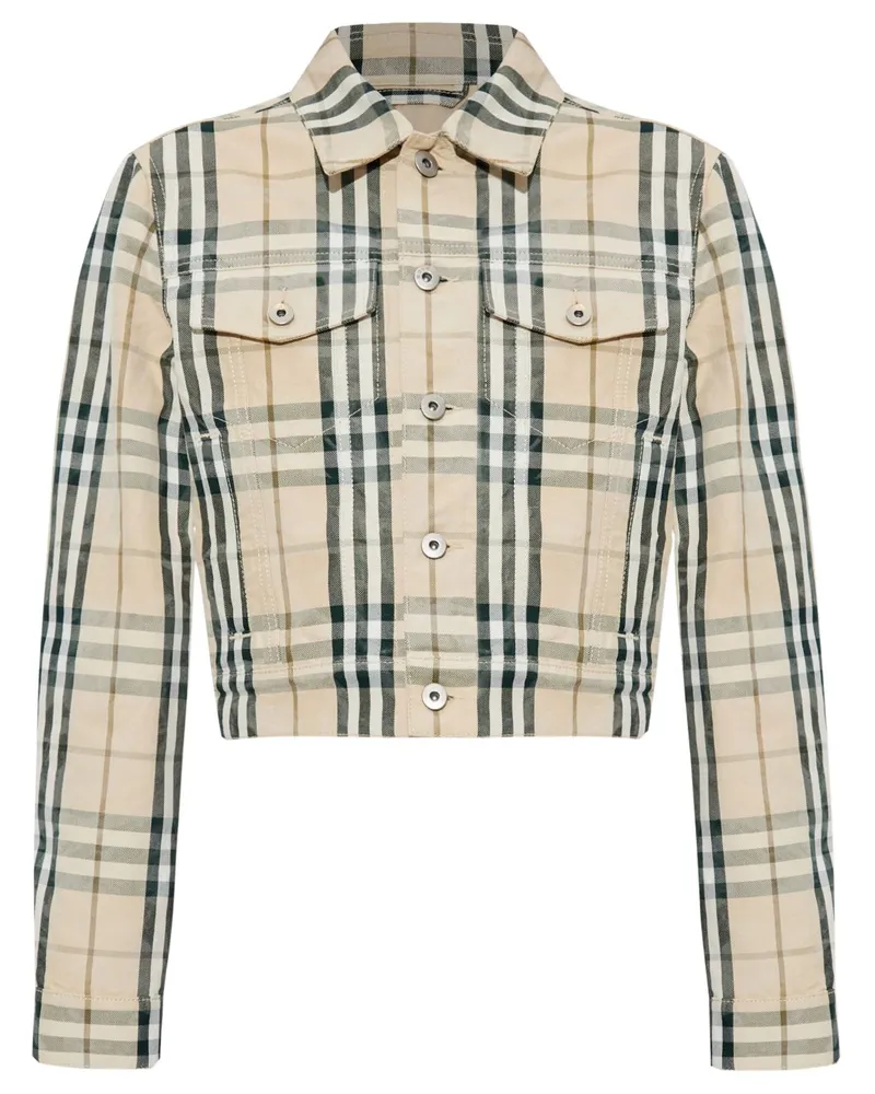 Burberry Cropped-Jacke mit Karomuster - Nude Nude