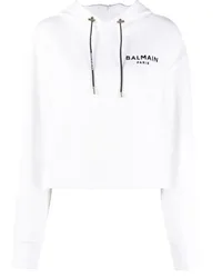 Balmain Hoodie mit Logo-Print Weiß