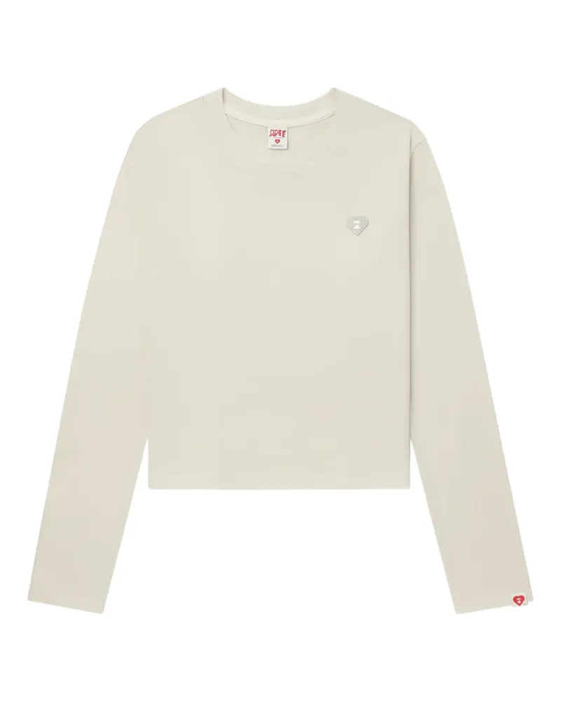 BAPE Langarmshirt mit Herz-Patch - Nude Nude