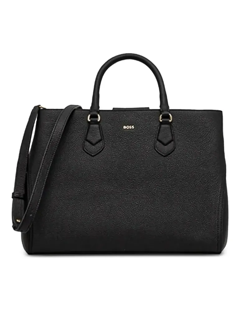 HUGO BOSS Mittelgroße Tote Bag aus gekörntem Leder - Schwarz Schwarz
