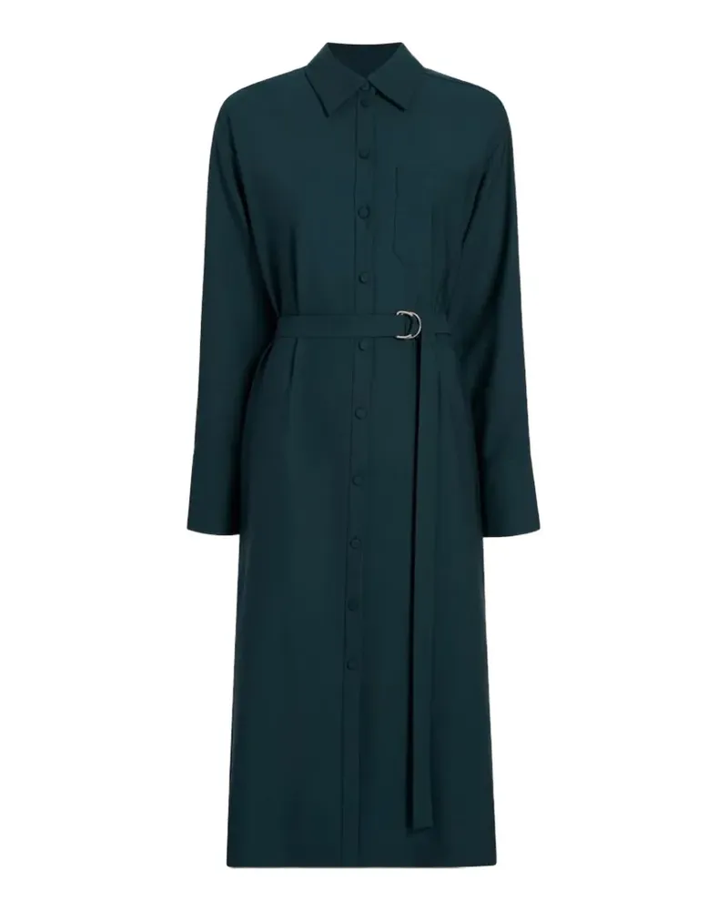 Another Tomorrow midi belted merino wool shirt dress - Grün Grün