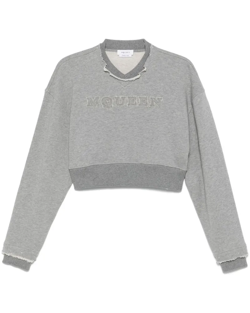 Alexander McQueen Cropped-Sweatshirt mit Logo - Grau Grau