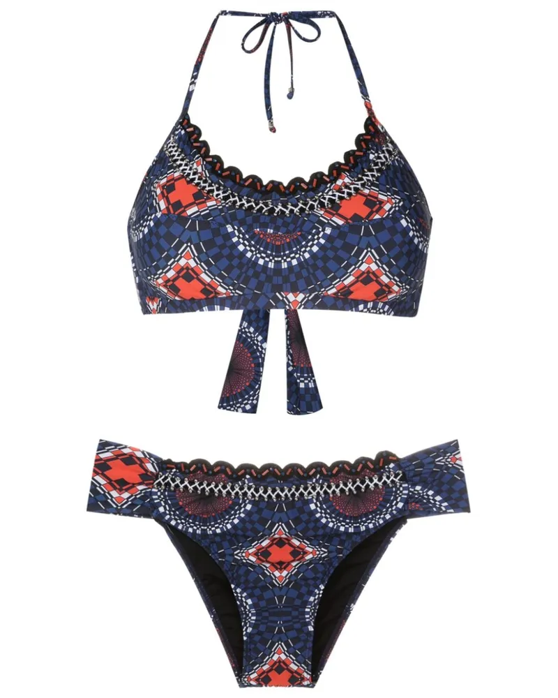 Amir Slama Bikini mit grafischem Print - Blau Blau