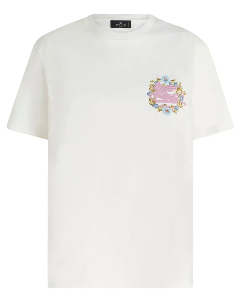 Etro T-Shirt mit Pegaso-Stickerei - Weiß Weiß
