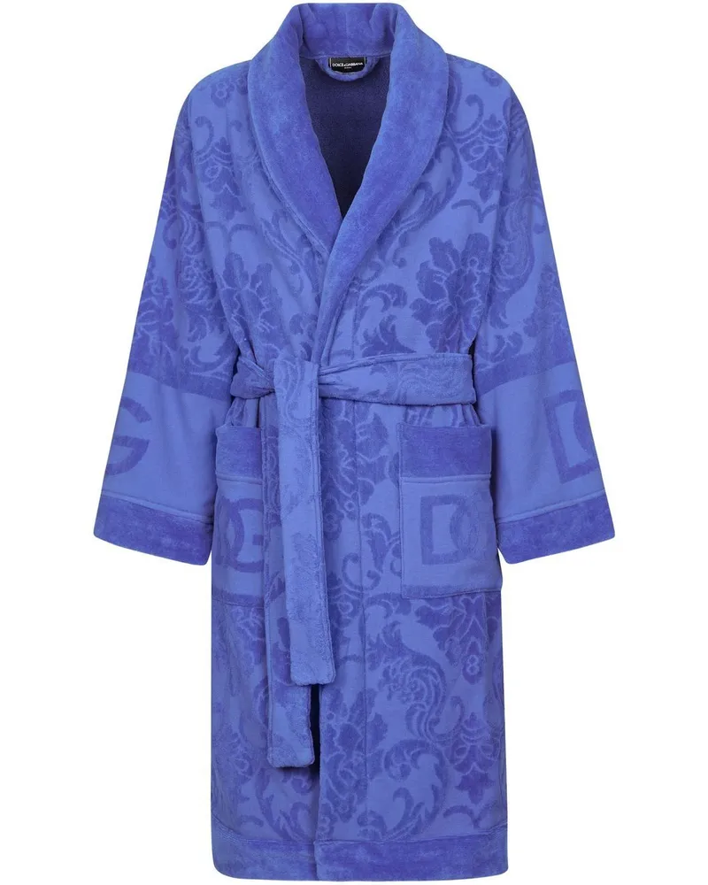 Dolce & Gabbana Frottee-Bademantel aus Jacquard - Violett Violett
