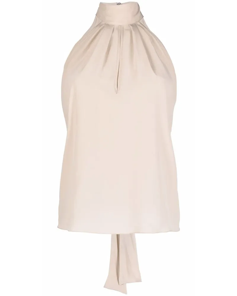 Philipp Plein Chiffontop mit Stehkragen - Nude Nude